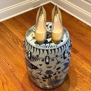 L. K. Bennett Sledge Beige Patent Platform Courts